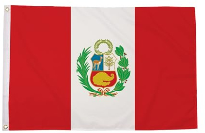 Bandera de Perú con escudo de 1,5 x 0,9 m
