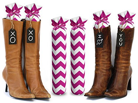 My Boot Trees - Boot Shaper Stands for Closet Organization - Keeps Them Shaped Properly - Many Patterns to Choose from - 1 Pair (Pink Chevron)