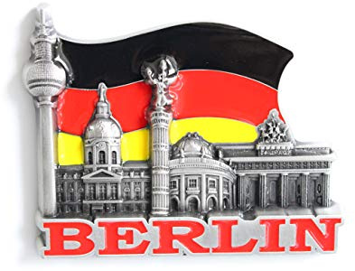 Kühlschrankmagnet mit Städtemotiv, z. B. Venedig, Paris, Rom, Prag, Amsterdam, Barcelona, Dubai, Thailand, aus Metall, tolles Souvenir, schöner Dekoartikel, metall, Silber Berlin