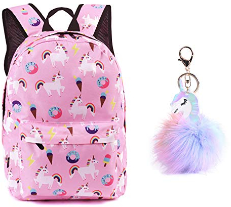SEDEX Zaino Unicorno Per Ragazze Adolescenti Scuola Zipper Tela Zaino Donna Uomo Zainetto Zaini Scolastici Cartelle Zainetti Astuccio Backpack Viaggio con Portachiavi (Rosa, Portachiavi)