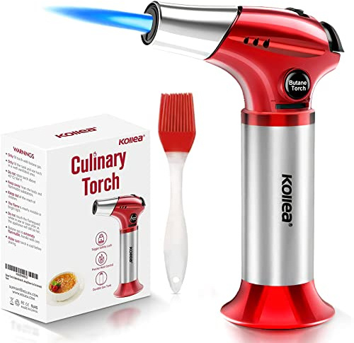 Kollea Creme Brulee Torch, Refillable Butane Torch Lighter, Kitchen Torch Food Torch with Safety Lock & Adjustable Flame for Baking, Crafts, BBQ (Gas Not Included)