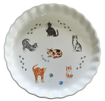 Cats Pattern 25cm Ceramic flan Quiche Dish