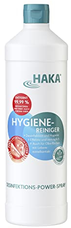 HAKA Hygienereiniger Spray Nachfüller, 1L, Desinfektionsmittel für Oberflächen, gegen Bakterien & Viren, für Küche, Schneidebretter, Kühlschrank, Kinder- & Badezimmer, chlorfrei, vegan