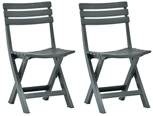 vidaXL Lot de 2 Chaises de Jardin Pliables, Sièges avec Dossier, Meubles de Terrasse Patio Balcon Bistro Extérieur, Plastique Vert
