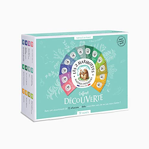 Les 2 Marmottes - Coffret Découverte 72 Sachets - Edition fourrreautée Noël- dégustation 11 Infusions 1 Thé - Idéal En Cadeau - Bien-Être Et Relaxation - Made In France - Sans arômes ajoutés - 115g
