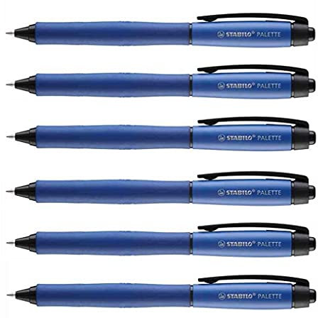 Stabilo Set mit 6 Tintenrollern, Gel-Tinte, mittlere Spitze, Blau