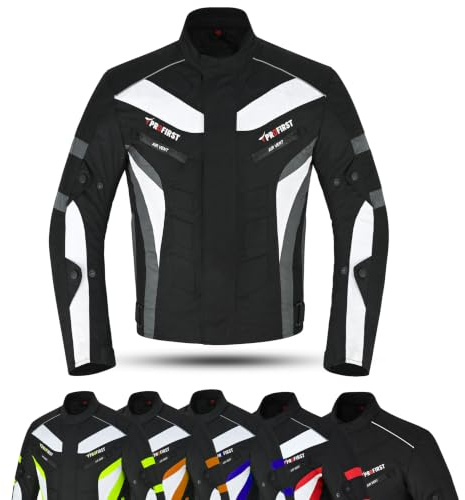 PROFIRST Motorbike Jacket for Men CE Armoured Waterproof Cordura Motorcycle All Seasons Jacket with Protectors & Air Vents