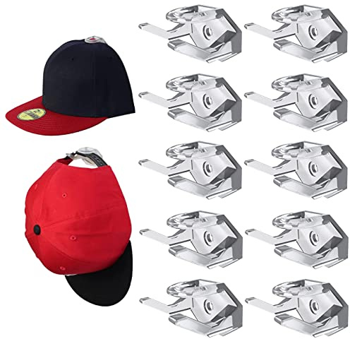 EACHPT Porta Cappelli Autoadesivo, 10 Pezzi Organizzatore per Berretti da Baseball, Ganci per Cappelli