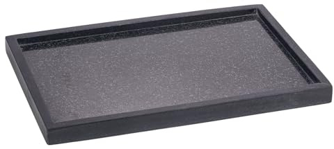 EHC Natural Marble Bathroom Vanity Tray - Rectangular, Black, 31 x 20 x 2 cm - Countertop Sink Storage Organiser for Cosmetic, Perfume, Home Decor