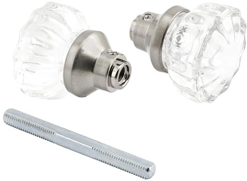 Prime-Line E 28315 Boutons de porte en verre cannelé style mortaise – Parfait pour remplacer les ensembles de serrures anciennes cassées sur les portes intérieures, dispose de boutons de 5,1 cm de