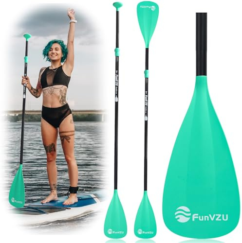 FunVZU SUP Paddel, Stand Up Paddle Board Paddel Leicht Einstellbar 4 Stück Aluminium Kajak Paddel, Einzigartiges Schloss Design Schwimmende Legierung Schaft Paddel für Paddle Board