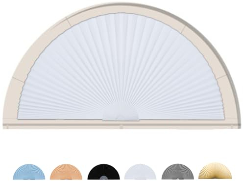 Maritown Jalousien für Bogenfenster ohne Bohren Jalousien für Halbkreisfenster einfach zuschneiden Verdunkelungsrollos Lichtfilterung und Sichtschutz