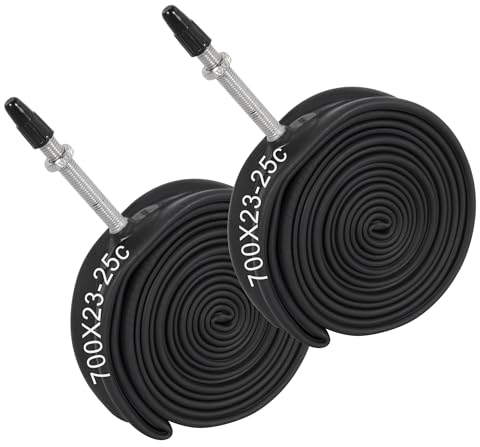 RUTU 700c Fahrradschlauch für 700x23-25c 28 Zoll Fahrradschlauch für Rennrad, Gravelbike, Mountainbike, Cruiser-Bike, Butylkautschukschläuche, Presta-Ventil 48mm FV48, 2er-Pack