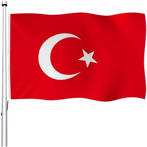 Aoihrraan Türkei Flagge 80x120cm Doppelseitige Türkische Flaggen Für Feiern Im Freien Veranda Dekor Rot Weiß Mond Stern Nationalflaggen Mit 2 Stabilen Ösen Maschine Genäht 100% Polyester