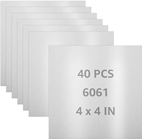 ZOFUN 40 placas de aluminio de 0,5 mm, 10 x 10 cm, chapa de aluminio 6061, chapa de aluminio 6061, placa de metal con lámina protectora, placa de perforación, placa de práctica para modelismo,