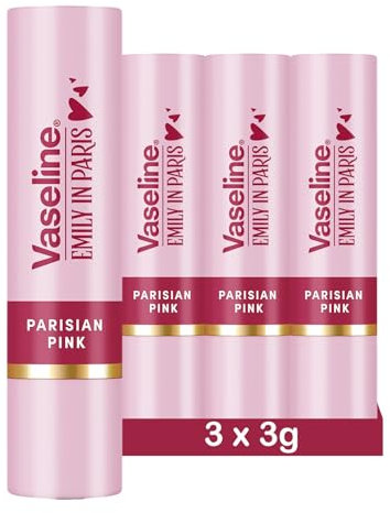 Vaseline x Emily in Paris Parisian Pink | Balsamo Labbra Idratante Stick | Edizione Limitata | (Confezione da 3 Parisian Pink)