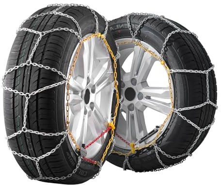 VEVOR Cadenas de Nieve para Neumáticos, Cadenas de Tracción de Emergencia de Acero de Aleación de Manganeso para Automóviles, Camionetas, SUV y Camiones, Color Plateado, 1700 x 395 x 9,6 mm, 2 Piezas