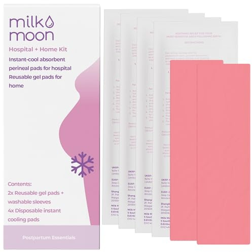 MilkMoon Postpartum Perineal Cooling Pads – Complete Recovery Set for Soothing Relief (2 Reusable Gel Pads + 4 Disposable Instant Pads)
