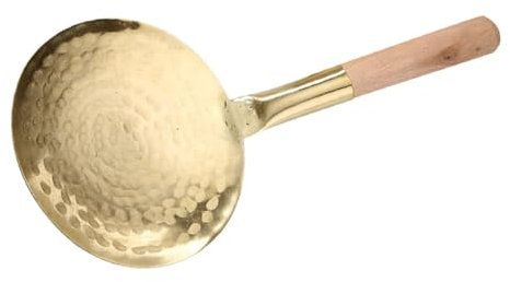 MAGICLULU Mestolo in Rame da 10 Cm per Tofu e Zuppa Manico in Legno, Cucchiaio Multifunzione Antiruggine per Cucina Domestica e Servire Alimenti