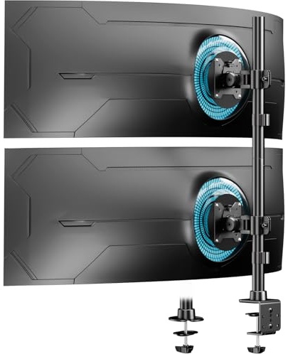 Soporte Vertical Monitor Doble, Soporte de Pantalla apilable Vertical de 803 mm con Poste Extra Alto para monitores de 17”- 49” con rotación de inclinación, Peso de 2-20 kg por Brazo VESA 75/100 mm