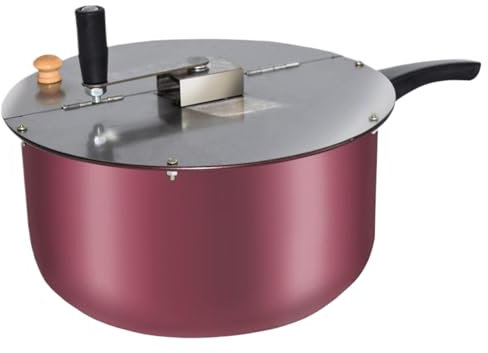 Dorccsi Macchina per Popcorn Macchina per Popcorn con mescolatore Manuale, per Antiaderente in Acciaio Inox per fornello, pentola per con Manico in Gomma Isolante e Coperchio Pentola