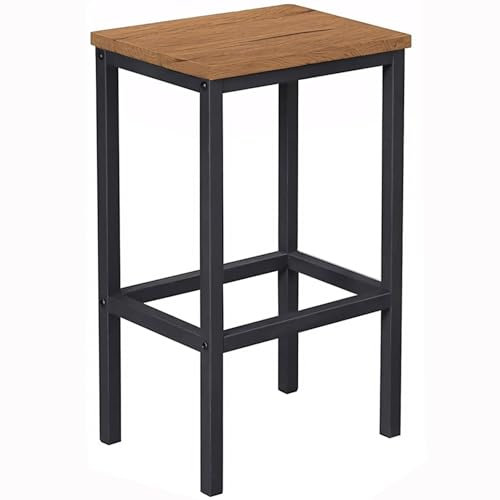 Begryf Barhocker, für die Küche, Dunkelbrauner Stehhocker, Küchenstühle, Holzhocker, Barhocker Holz, Hocker Holz, hocker, Barstuhl, Küchenhocker, Metall, Dunkelbraun, schwarz