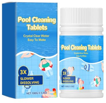 Pool Cleaning Tablets,Chlorine Tablets for Swimming Pool,Hot Tub &Spa,3X Slower Dissolving,Crystal Clear Water Treatment,100g/3.53oz
