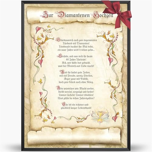 Die Staffelei Glückwunschkarte Diamantene Hochzeit Urkunde A4 (21cm x 29,7cm)
