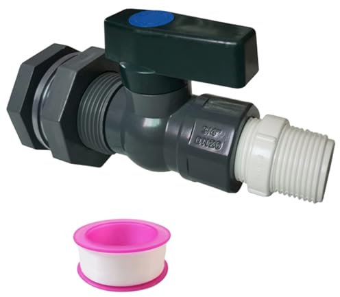 Nyutcwe Rain Barrel Spigot Kit, 3/4 PVC Rain Barrel Kit with Bulkhead Fitting Hose Faucet Adapter and Thread Seal Tape for Water Tanks, Aquariums, Pools