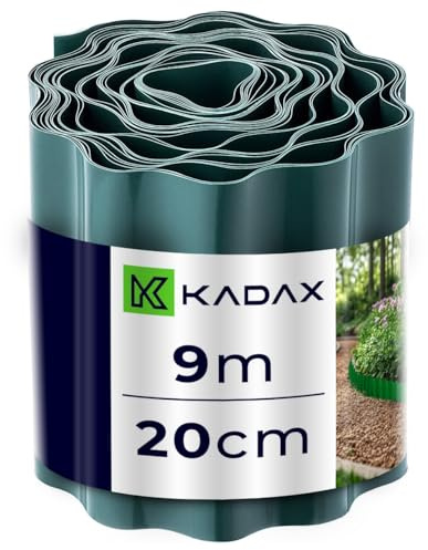 KADAX Bordure de pelouse 20 cm x 9 m - Bordure de parterre en plastique flexible - Bordure de parterre - Bordure de tonte - Bordure de pelouse