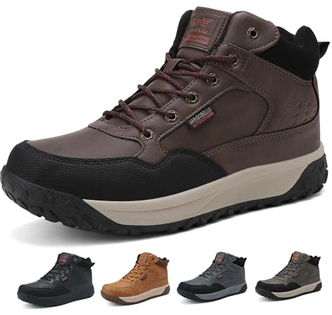 ARRIGO BELLO Scarpe Invernali Uomo Stivali Neve Foderati di Caldo Scarpe Trekking Alpinismo Antiscivolo 41-46 (Marrone 45)