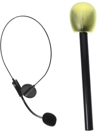 BESPORTBLE 2pièces Microphone Et Casque De Cosplay pour Garçon Fille Et Adultes Accessoires De Costume De Chanteur pour Fêtes Halloween Et Représentations sur Scène