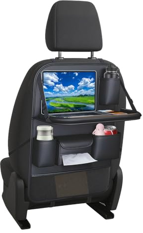 VEHIRIE Organizador para Asiento de Coche Infantil - Protector Premium con Mesa Plegable | 8 Bolsillos, Montaje Seguro | Antimanchas y Antiarrañazos