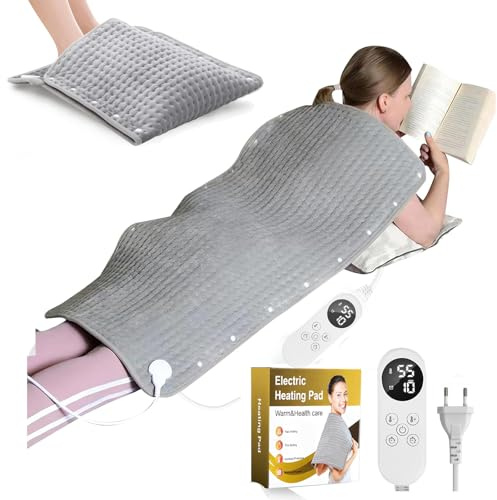 Elektrisches Wärmepolster 100x50cm Fußwärmer 2 in 1 - Wärmeunterbett zur gemütlichen Wärmeversorgung - Mit 9 Heizstufen (25-55°C) & 4 Timer, Waschbar - Für Zuhause & Büro