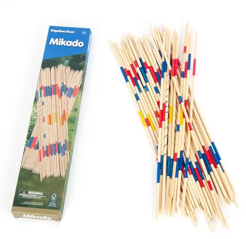 WOODENFUN 43 cm, giocattolo in legno Mikado, 41 pezzi, per bambini, 3+ e adulti, per feste in famiglia