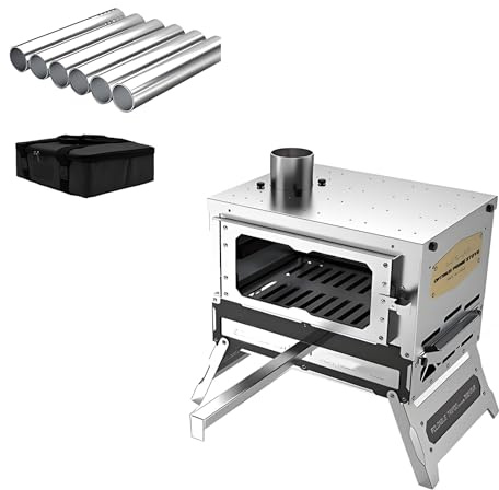 Portable Stainless Steel Camping Wood Stove with Chimney Pipes Carry Bag Multifunctional Woods Burning Stoves for Cooking Heating In Cold Weather