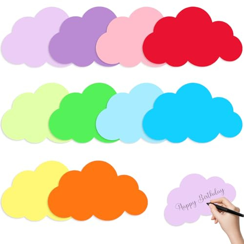 100 Stück Wolken Moderationskarten: 10 Farben Karteikarten Groß,Bunte Blanko Lernkarten für Büro,Studium,Präsentationen, Meetings und Mind Mapping(23x14cm)