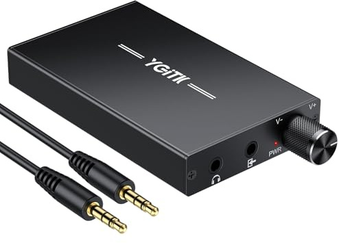 YGiTK Amplificateur Casque HiFi Portable 16-300Ω avec Commutateur de Gain, Batterie 1500mAh USB-C, SNR 120dB, Ampli Casque 3,5 mm pour Smartphone, PC, MP3