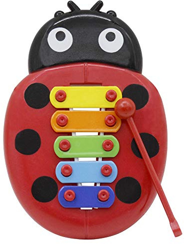 Xilofono a 5 toni Glockenspiel con mazza carina forma di coccinella cartoonesca strumento musicale per bambini addestrare il senso del ritmo e coltivare l abilità compleanni o festival
