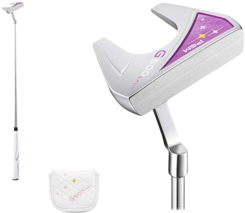 Golfklubba putter högerhänt dam golfare G500 golfklubba putter enkel stabil låg tyngdpunkt golf tryckstång med huvudbonad (lila)