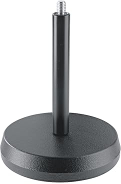 K&M 232 Tischstativ Schwarz – Stahl mit 17,5 cm Höhe – 3/8“ Gewindeanschluss – Gussrundsockel mit Trittschalldämpfung