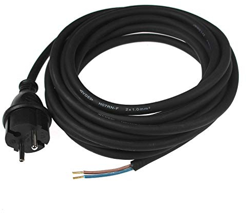 as - Schwabe Bohrmaschinen-Anschlussleitung - 5 m Gummi-Anschlussleitung H05RN-F 2x1,0mm – Konturenstecker mit Leitung – Adapter-Kabel mit Aderendhülsen – Baustellen & Gewerbe – IP44 - Schwarz, 70530