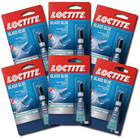 Loctite Glass Glue, 2 Gram Tube, 6 Pack - Clear Superglue for Glass, Plastic, Wood, Metal, Crafts, & Repair, Instant Glue Adhesive, Quick Dry