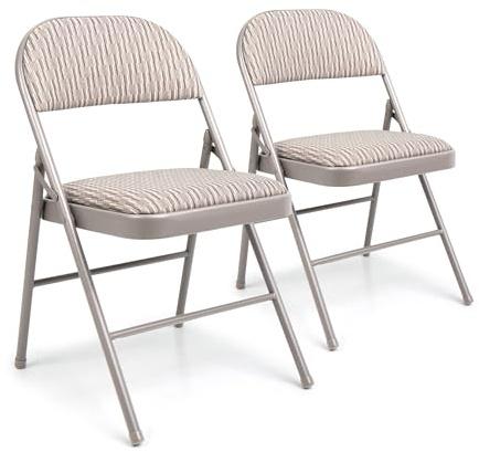 Crystals Deluxe Fabric Padded with Heavy Duty Steel Metal Frame Folding Back Rest Chair for Home Garden Office Computer Desk (2)