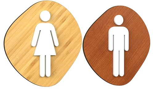 Signs - Classic, Set 2X- Plaque signalétique Toilette Homme Femme Signalétique - Pancarte Toilette pour Porte Toilettes Autocollant (Pierre)