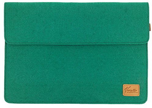 Venetto Sleeve for 15.6 Inch Laptop Ultrabook Protective Case for 15 Notebook Felt Bag for Acer Aspire, Asus, HP, MSI, Lenovo, Microsoft Surface (Deep Green)
