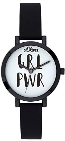 s.Oliver Mädchen Analog Quarz Uhr mit Silikon Armband SO-3768-PQ