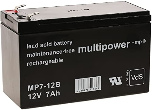Powery Batterie de Rechange (multipower) pour UPS APC Back-UPS CS 500 12V 7Ah (remplace 7.2Ah), 12V, Lead-Acid [ Batterie au Plomb ]