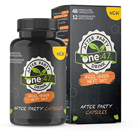 one:47® After Party Drink | 48 Kapseln | mit Elektrolyten und Vitaminen | Kapseln rein, munter sein | Extra Boost für deinen Körper vor dem Weggehen und vor dem Schlafengehen | Feel good naturally
