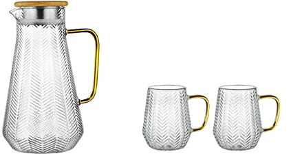 Jarra de Agua Conjunto de jarras de agua de vidrio con taza de agua fría hervidor de té de té creatividad vidrio lanza de agua tapa for jugo té agua agua agua Jarra de Agua Cristal (Color : A)